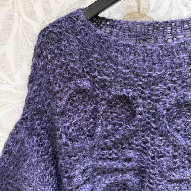 LOEWE SWEATER IN DARK PURPLE KNITTING