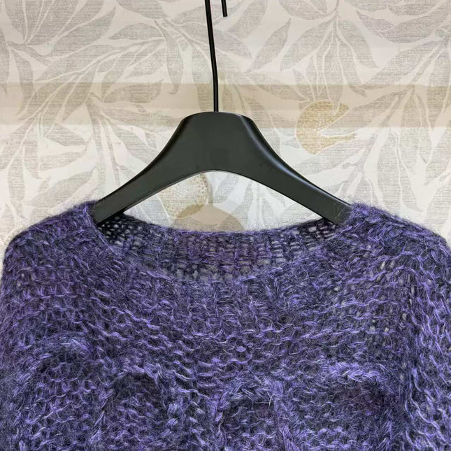 LOEWE SWEATER IN DARK PURPLE KNITTING