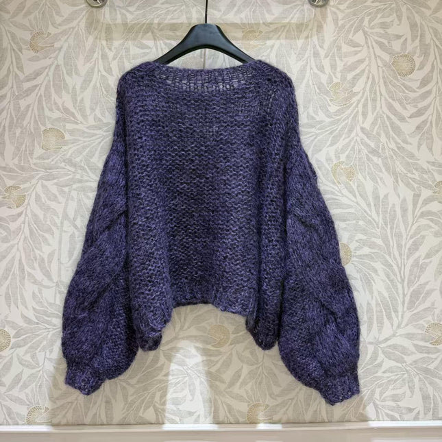 LOEWE SWEATER IN DARK PURPLE KNITTING