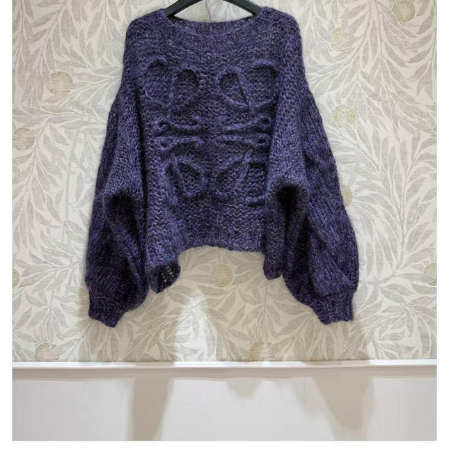 LOEWE SWEATER IN DARK PURPLE KNITTING