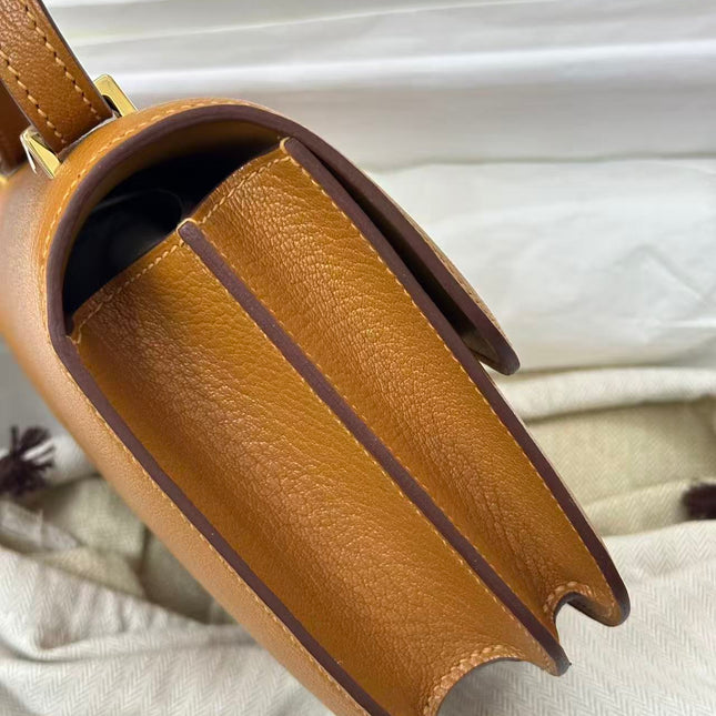 HM CONSTANCE 19CM IN GOLDEN BROWN EPSOM GOLD HARDWARE