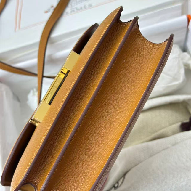 HM CONSTANCE 19CM IN GOLDEN BROWN EPSOM GOLD HARDWARE