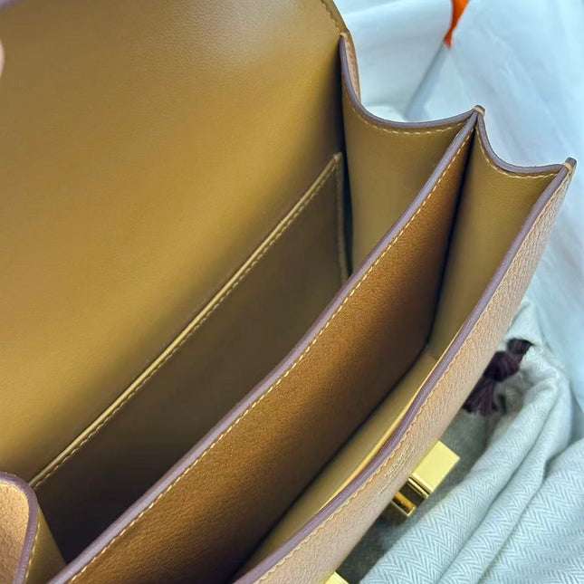 HM CONSTANCE 19CM IN GOLDEN BROWN EPSOM GOLD HARDWARE