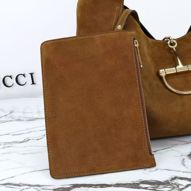 SOFTBIT MAXI SHOULDER BAG 46 IN SADDLE BROWN SUEDE