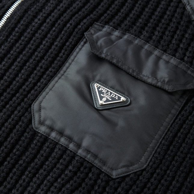 PRADA ZIP-UP IN BLACK WOOL