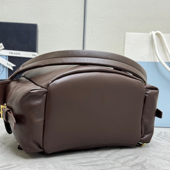 PRADA EXPLORE MEDIUM BACKPACK 29 IN BROWN CALFSKIN