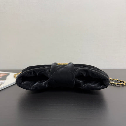CHANEL MINI BOW BAG 26 IN BLACK VELVET WITH GOLD HARDWARE