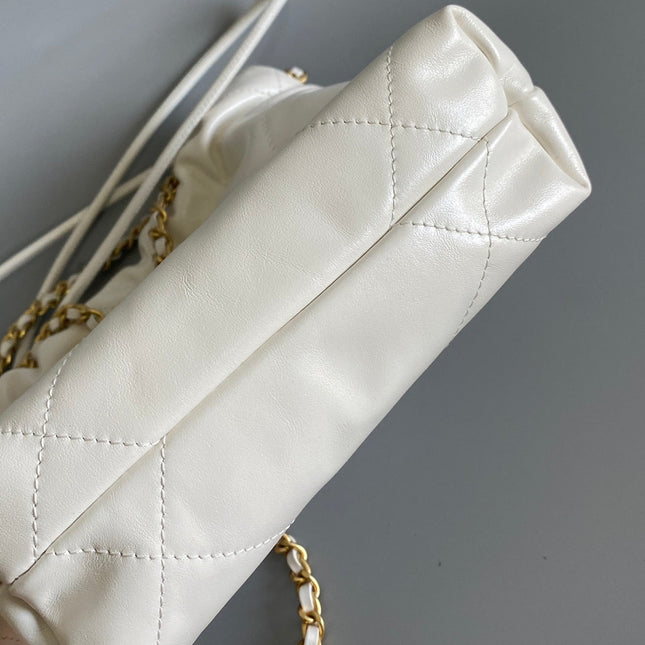 CC MINI 20 HANDBAG IN WHITE CALFSKIN GOLD HARDWARE