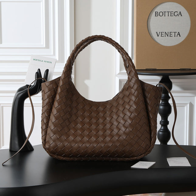 BV CAMPANA MEDIUM SHOULDER BAG 33 IN CHOCOLATE BROWN INTRECCIATO CALFSKIN
