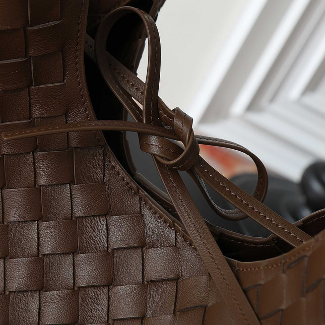 BV CAMPANA MEDIUM SHOULDER BAG 33 IN CHOCOLATE BROWN INTRECCIATO CALFSKIN