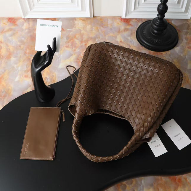 BV CAMPANA LARGE SHOULDER BAG 39 IN CHOCOLATE BROWN INTRECCIATO CALFSKIN