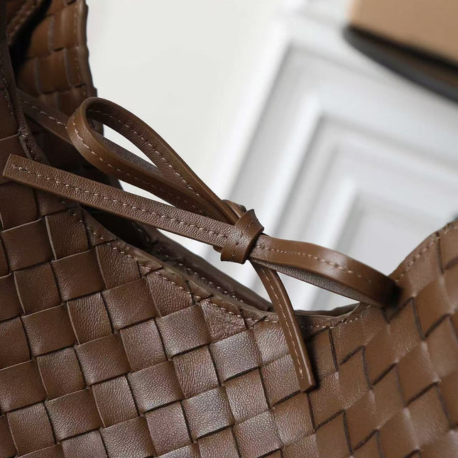 BV CAMPANA LARGE SHOULDER BAG 39 IN CHOCOLATE BROWN INTRECCIATO CALFSKIN