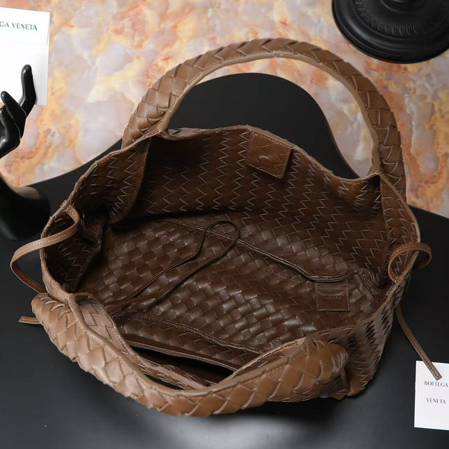 BV CAMPANA LARGE SHOULDER BAG 39 IN CHOCOLATE BROWN INTRECCIATO CALFSKIN