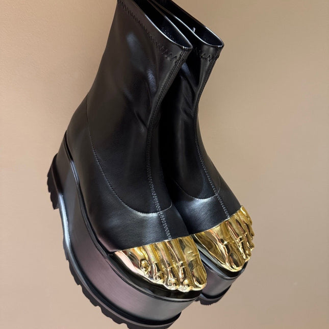 SCHIAPARELLI PLATFORM BOOTS IN BLACK CALFSKIN