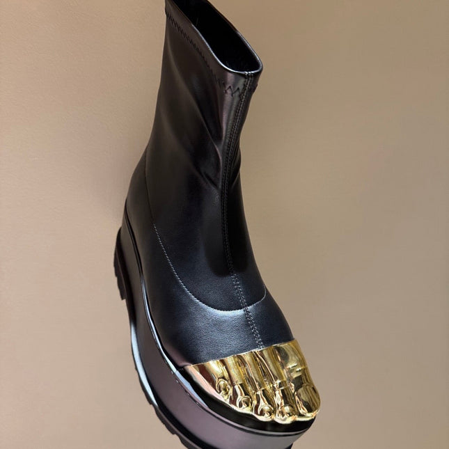 SCHIAPARELLI PLATFORM BOOTS IN BLACK CALFSKIN