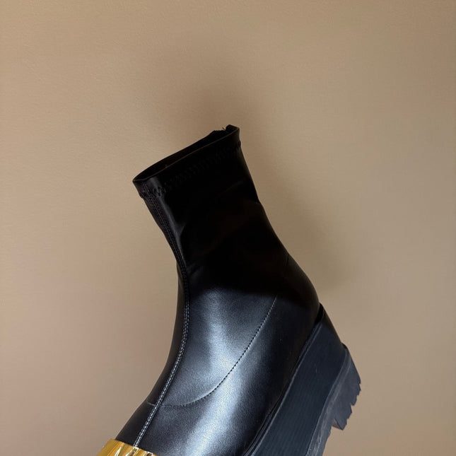 SCHIAPARELLI PLATFORM BOOTS IN BLACK CALFSKIN