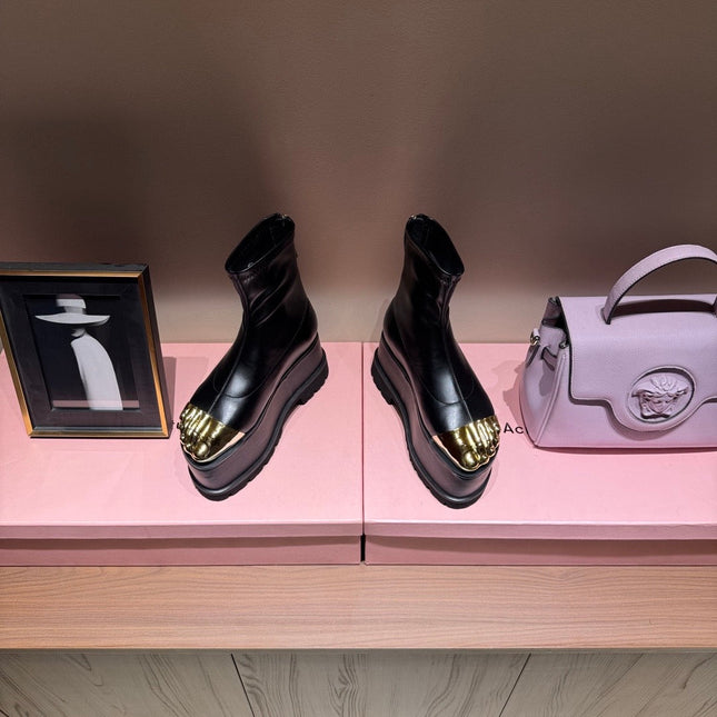 SCHIAPARELLI PLATFORM BOOTS IN BLACK CALFSKIN
