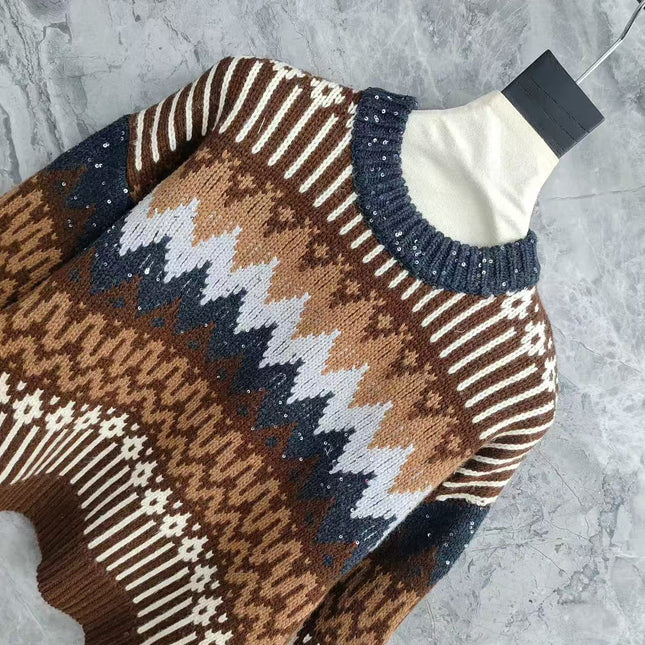 BRUNELLO CUCINELLI CREWNECK SWEATER IN COLORFUL QA3