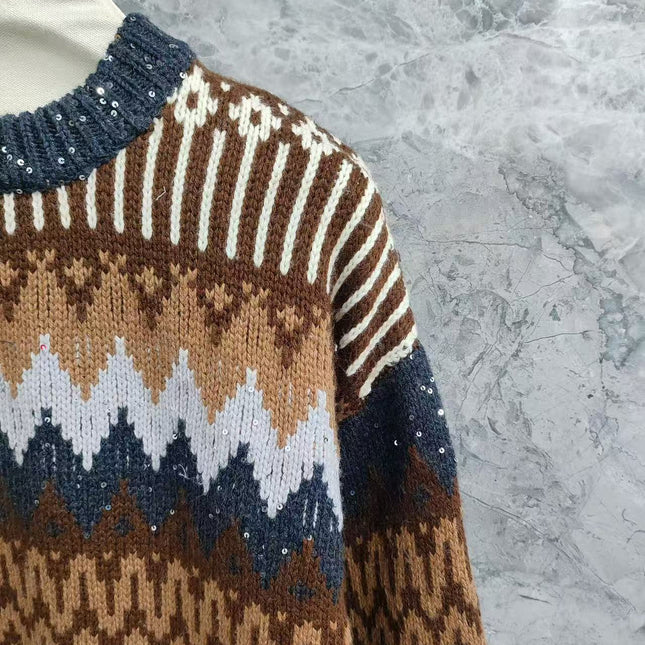 BRUNELLO CUCINELLI CREWNECK SWEATER IN COLORFUL QA3