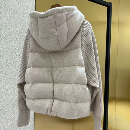 LUXURIOUS COMFORTABLE IN BEIGE FUR MIX WOOL JACKET