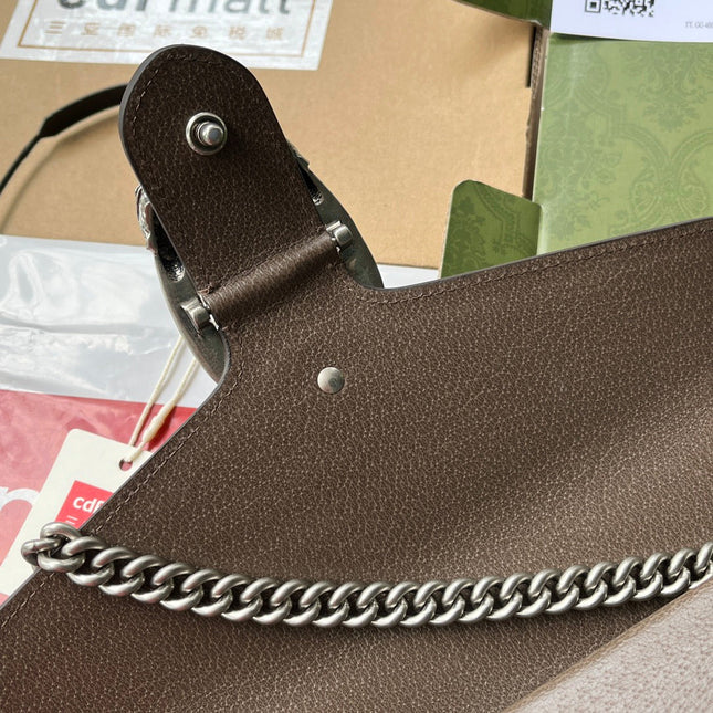 GUCCI DIONYSUS SHOULDER BAG 28 IN TAN BROWN CALFSKIN