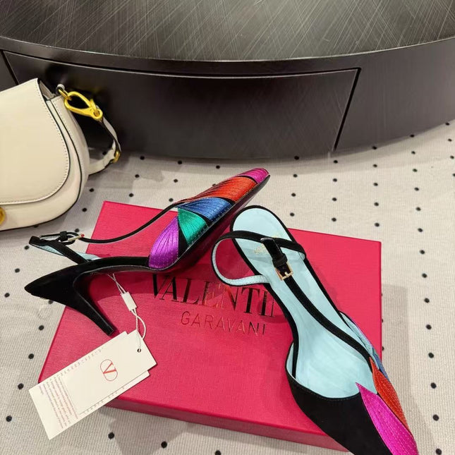 VALENTINO GARAVANI FOLIEFOLIAGE SLINGBACK PUMPS IN COLORFUL