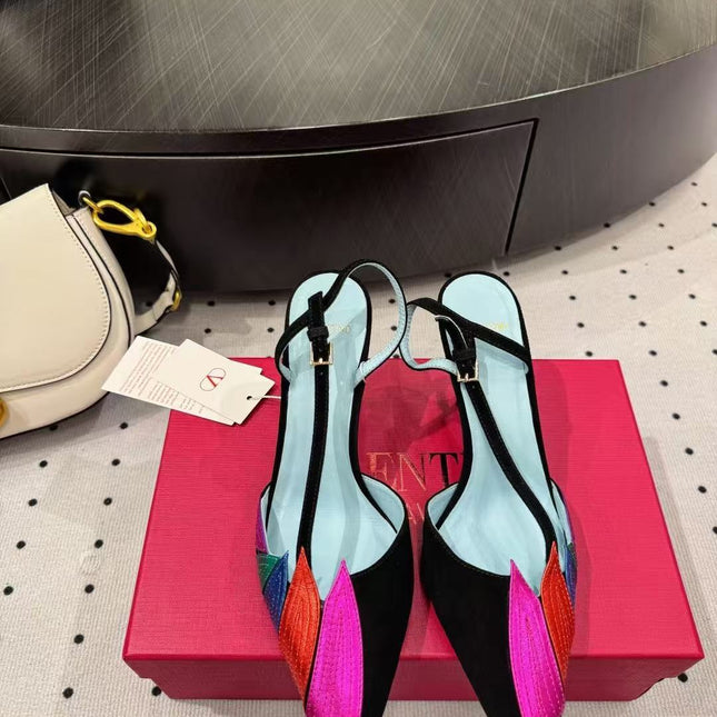 VALENTINO GARAVANI FOLIEFOLIAGE SLINGBACK PUMPS IN COLORFUL