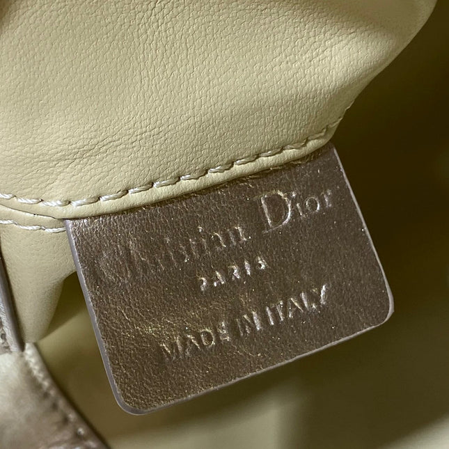 DIOR TOUJOURS TOTE BAG 28 IN GOLD METALLIC CALFSKIN