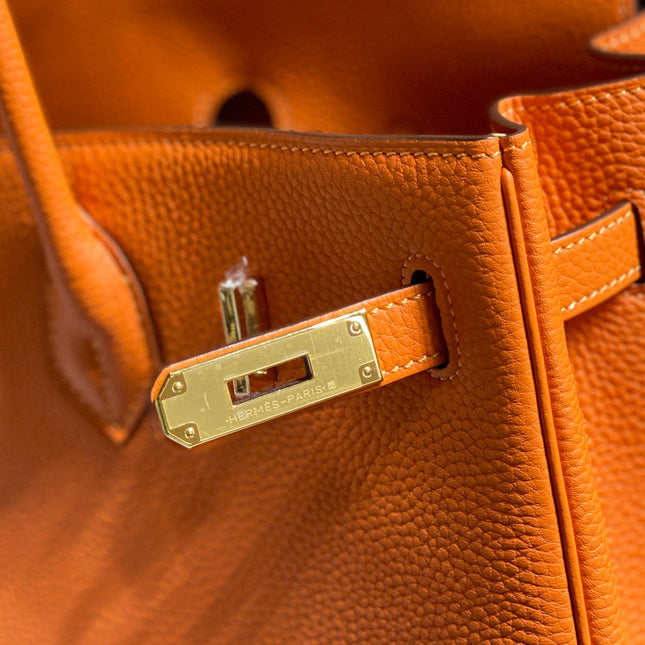 HERMES BIRKIN 35 IN LIGHT ORANGE TOGO LEATHER  GOLD HARDWARE