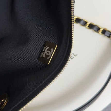 CHANEL BOWLING BAG 24 IN BLACK SUEDE WITH ANTIQUE GOLD HARDWARE