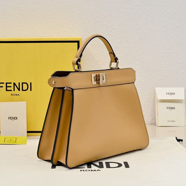 PEEKABOO ISEEU PETITE 27 BAG IN LIGHT BROWN CALFSKIN GOLD HARDWARE