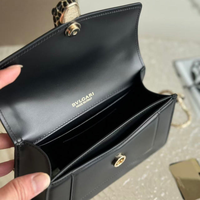 BULGARI SERPENTI FOREVER TOP 19 HANDLE BAG IN BLACK CALFSKIN GOLD HARDWARE