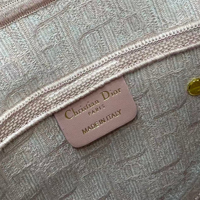 DIOR SMALL SADDLE BAG 24 IN ROSE PINK SOUPIR EMBROIDERY