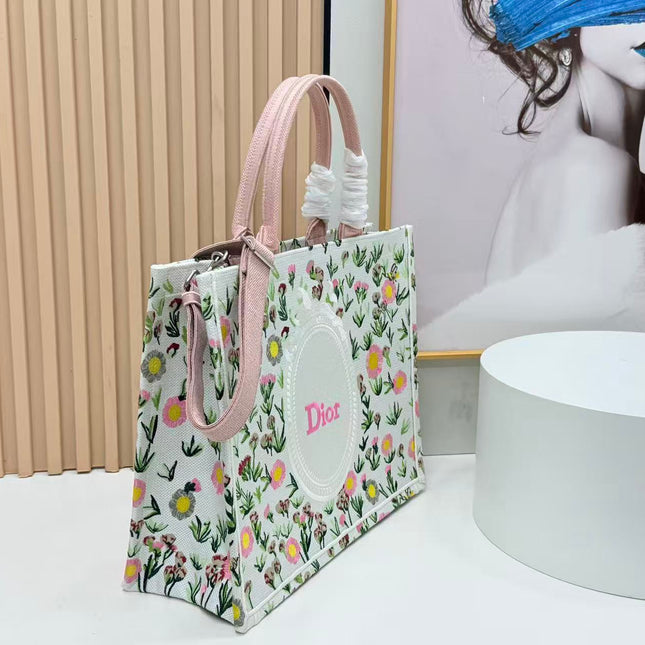 DIOR DAISY GARDEN BOOK TOTE BAG IN COLORFUL EMBROIDERY