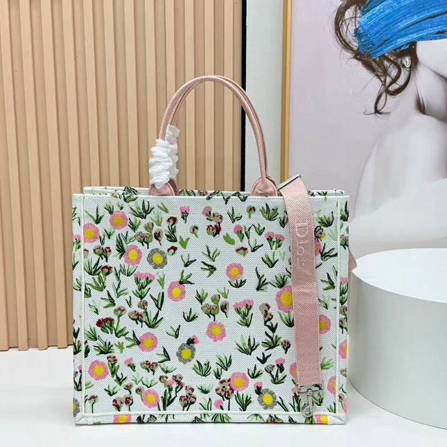 DIOR DAISY GARDEN BOOK TOTE BAG IN COLORFUL EMBROIDERY