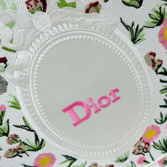 DIOR DAISY GARDEN BOOK TOTE BAG IN COLORFUL EMBROIDERY