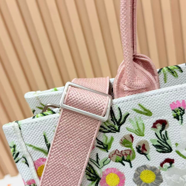 DIOR DAISY GARDEN BOOK TOTE BAG IN COLORFUL EMBROIDERY
