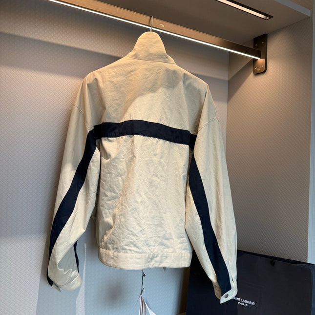YSL EMBROIDERD JACKET IN MASTIC BEIGE