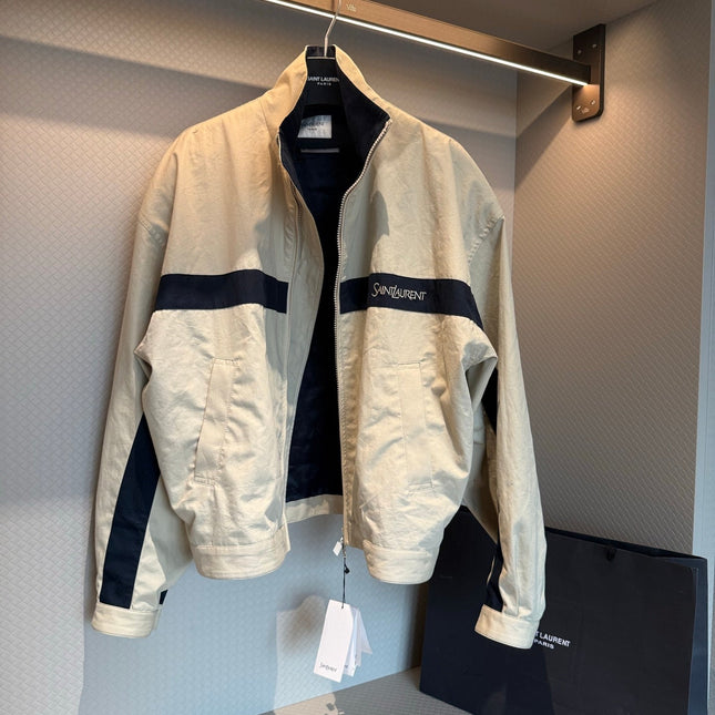 YSL EMBROIDERD JACKET IN MASTIC BEIGE