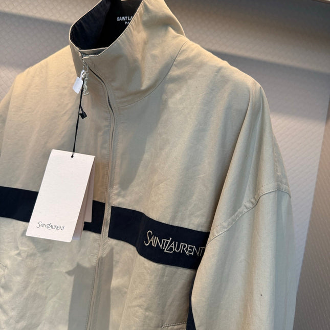 YSL EMBROIDERD JACKET IN MASTIC BEIGE