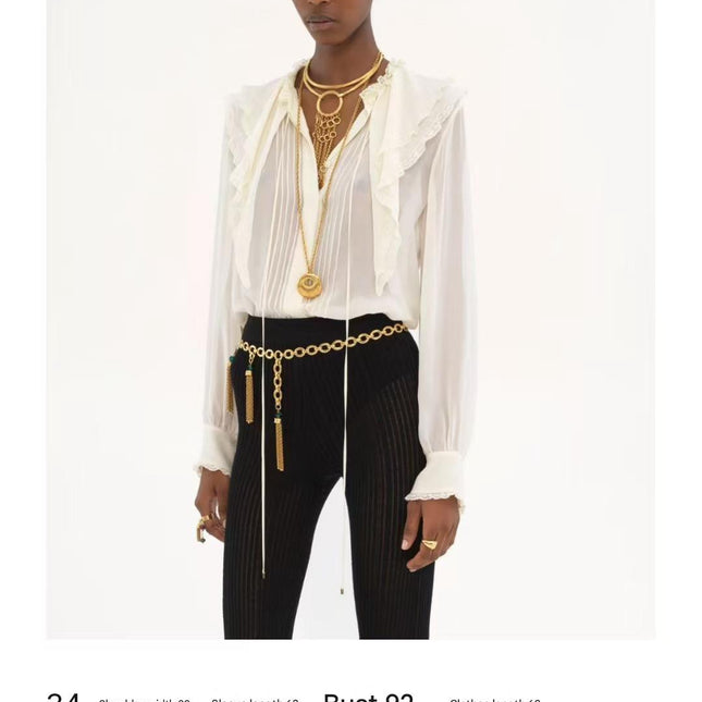 CHLOE RUFFLED LACE-TRIMMED COLLAR SILK-CHIFFON BLOUSE IN WHITE