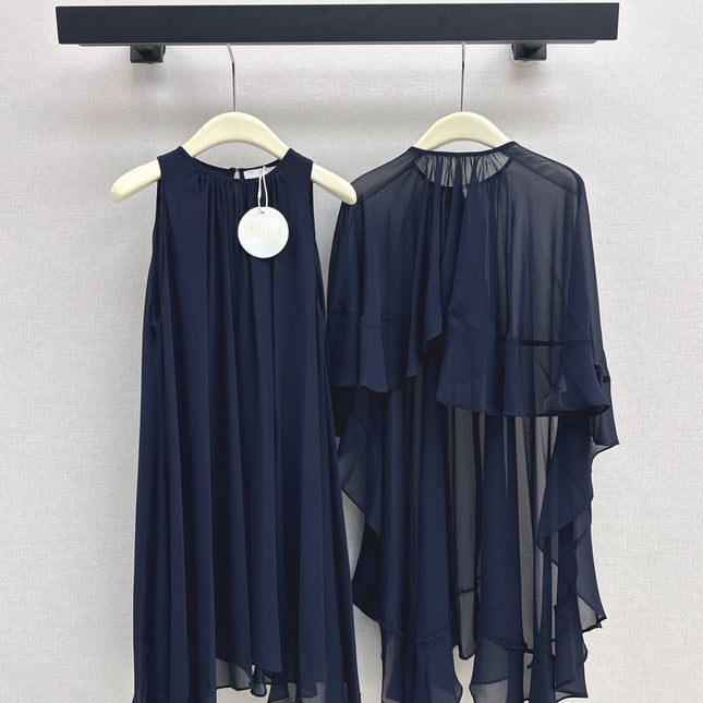 CHLOE FLUID MINI CAPE DRESS