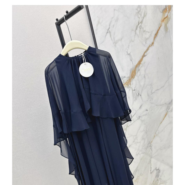 CHLOE FLUID MINI CAPE DRESS