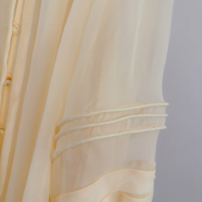 CHLOE TWO-PIECE SET OF RUFFLE-NECK BLOUSE AND CAMISOLE TOP