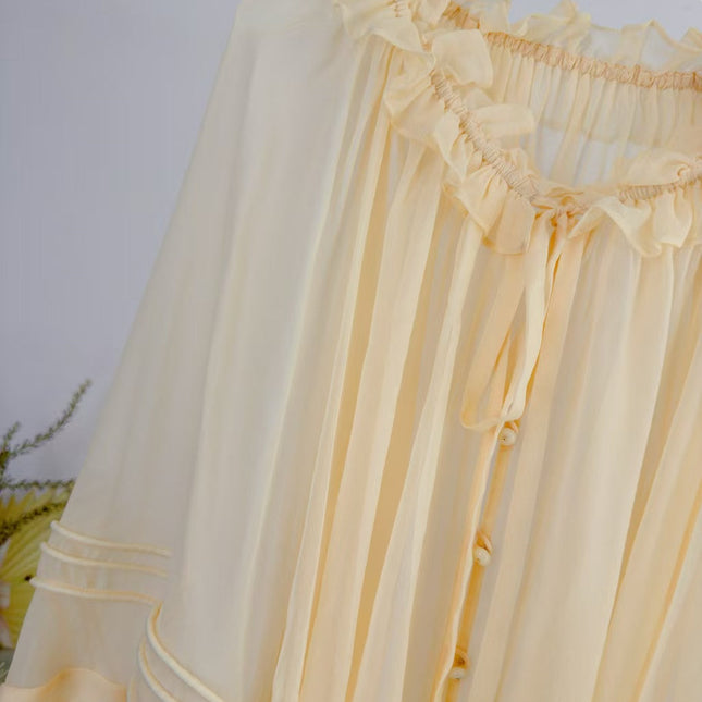 CHLOE TWO-PIECE SET OF RUFFLE-NECK BLOUSE AND CAMISOLE TOP