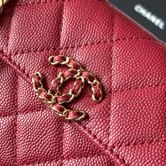 CHANEL FLAP BAG 18 IN BURGUNDY RED QUILTED CALFSKIN
