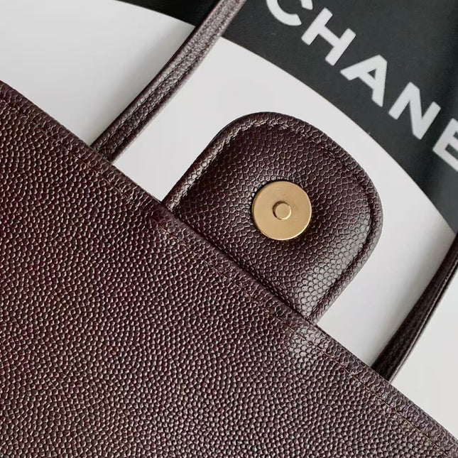 CHANEL SMALL FLAP BAG 17 IN BROWN GRAINED CALFSKIN GOLD HARDWARE