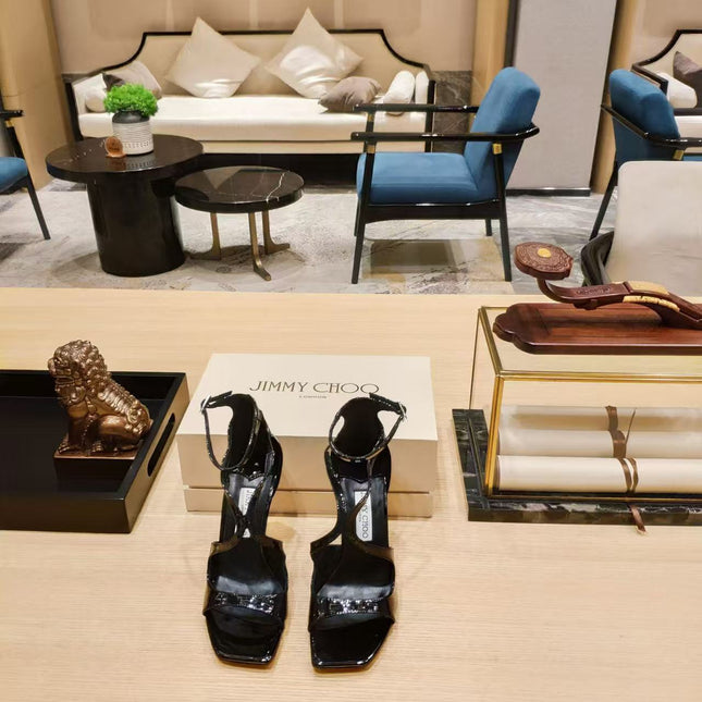 JIMMY CHOO AZIA HIGH HEELS IN BLACK CALFSKIN