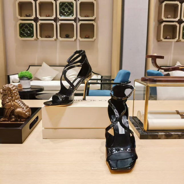 JIMMY CHOO AZIA HIGH HEELS IN BLACK CALFSKIN