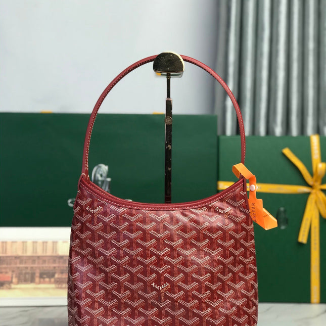 GOYARD BOHEME HOBO BAG 26 IN RED GOYARDINE CANVAS